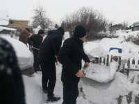 The action of cleaning of snow